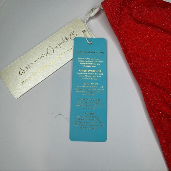 Beach Bunny Hally Full Bottom Bikini Red Gold Ring XL NWT $155 - Picture 6 of 7